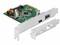 Uitbreidingskaart voor computers met USB-poorten (Type-A en Type-C) en elektronische componenten op een groene printplaat.
