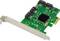 Een groene PCIe-uitbreidingskaart met meerdere SATA-poorten, warmteafleider en elektronische componenten op een printplaat.