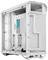 Wit computerbehuizing met transparante zijwanden. Zichtbare kabelmanagement-opties en ventilatorposities.