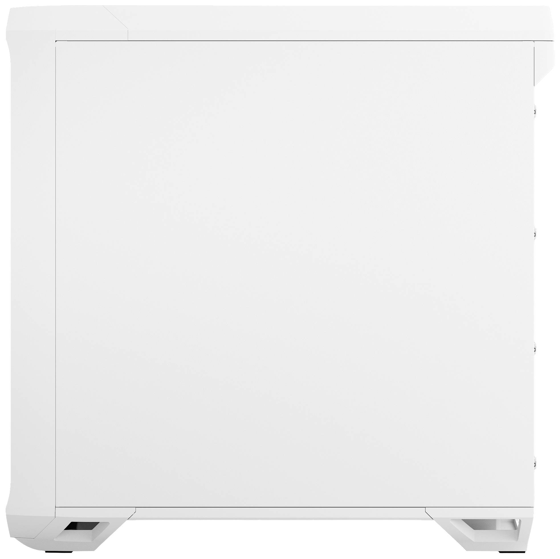 Witte computerhoes met een eenvoudige, moderne vormgeving en strakke lijnen.