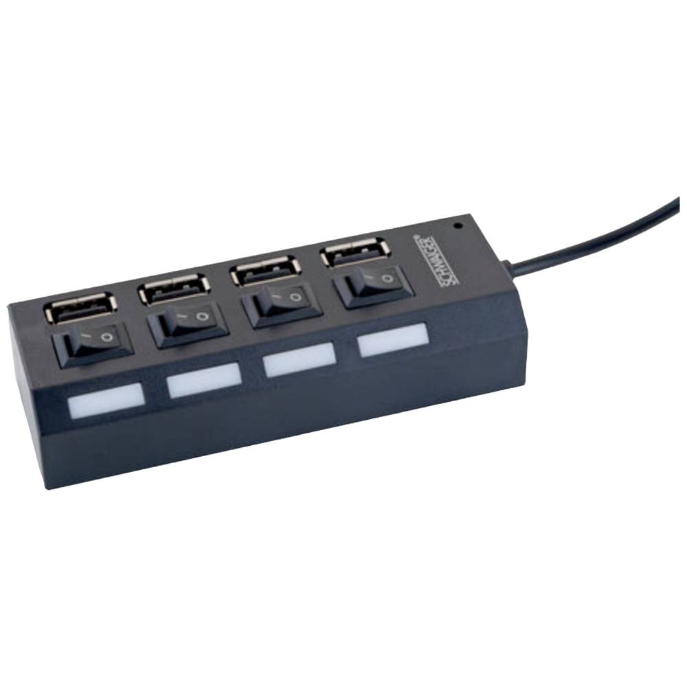 Schwaiger UH4013 USB 2.0-hub 4 poorten Zwart