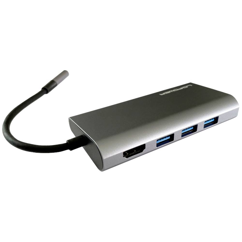 LC-Power LC-HUB-C-MULTI-5 USB-C® (USB 3.2 Gen 2) multiport hub Antraciet, Zwart