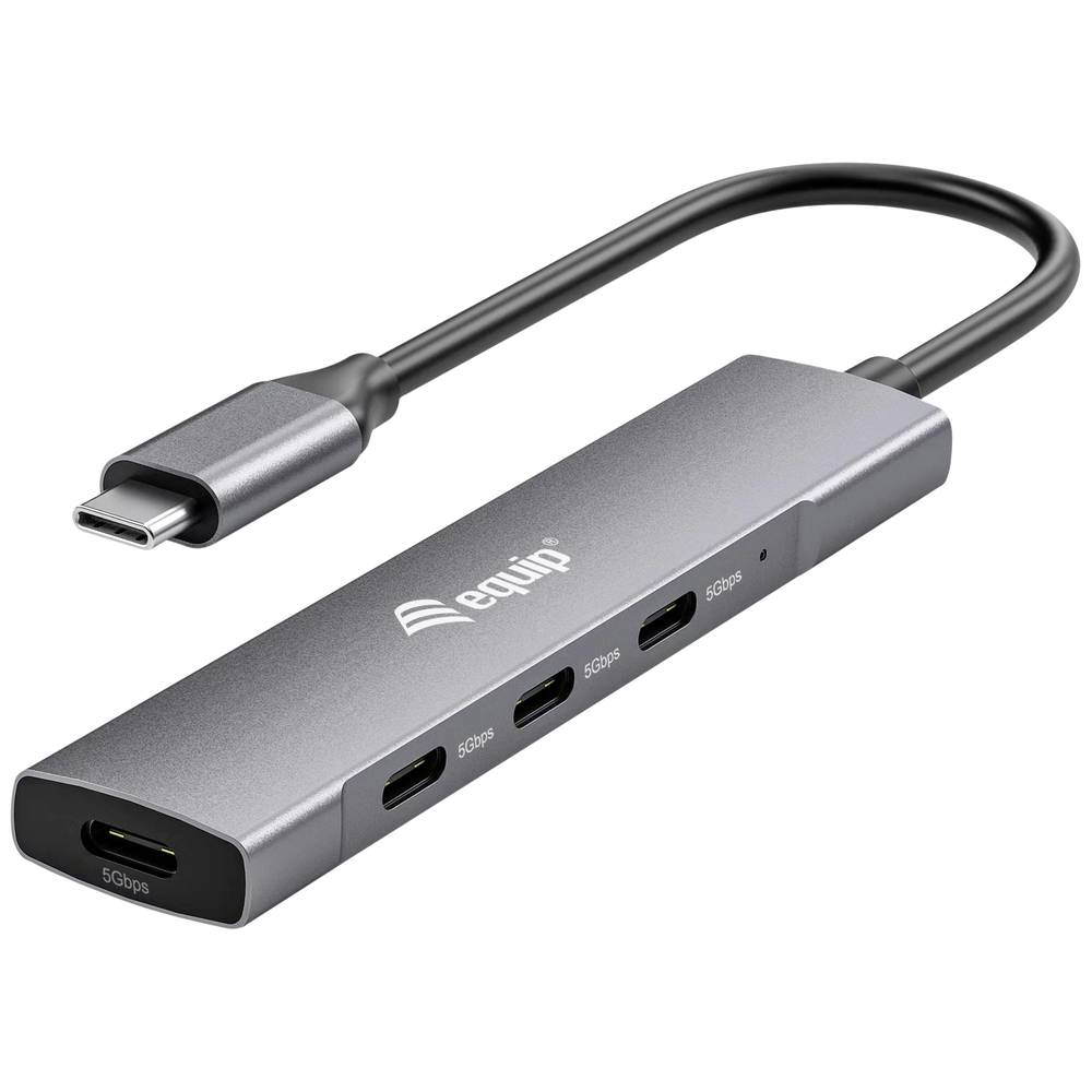 Equip 128963 USB-C (USB 3.2 Gen 2) multiport hub 4 poorten Zwart, Zilver