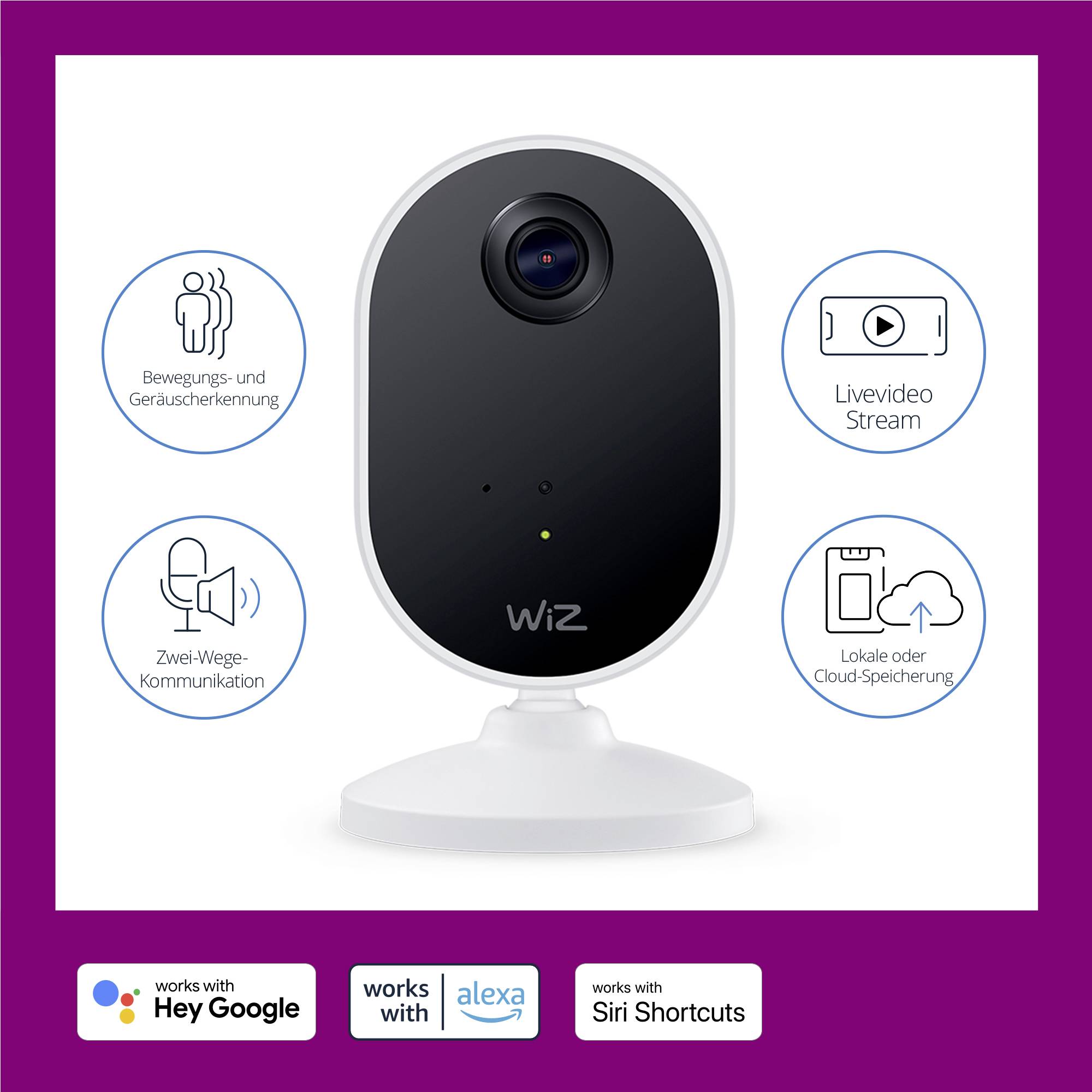 PHILIPS HUE Aangesloten camera - WIZ - Binnen - Geluids- en bewegingsdetectie - Bedraad-4