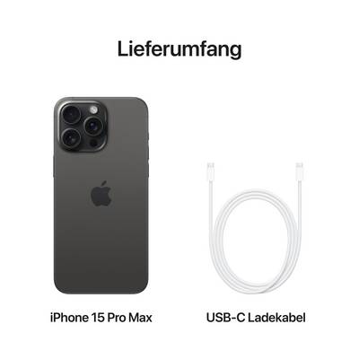'Leveringsomvang: iPhone 15 Pro Max en USB-C oplaadkabel'