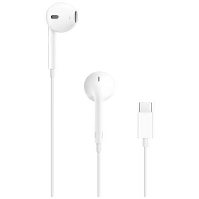 Witte bedrade in-ear-koptelefoon met USB-C-aansluiting, linker- en rechterkant zichtbaar.