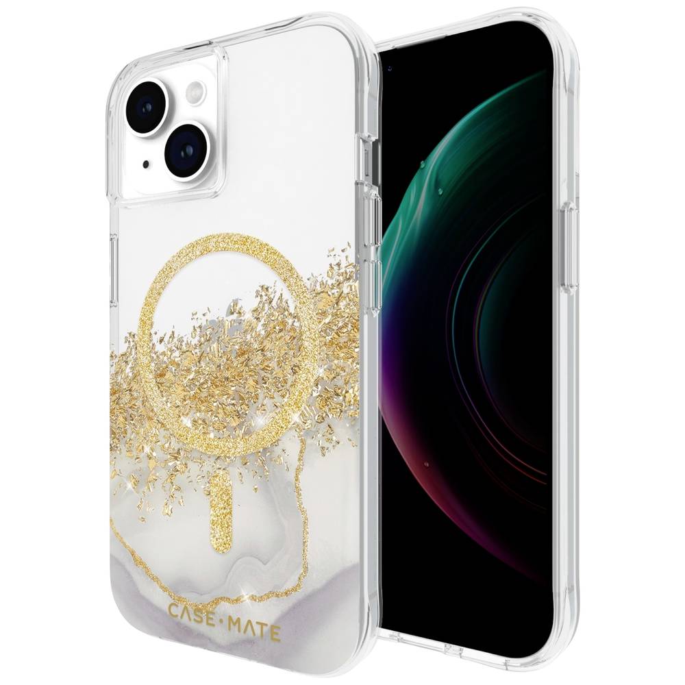 CASEMATE Karat Marble MagSafe Backcover Apple iPhone 15, iPhone 14, iPhone 13 Transparant, Goud, Glittereffect