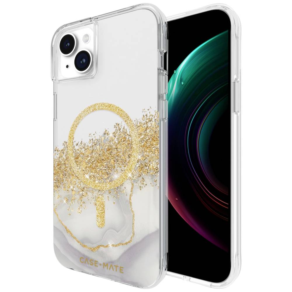 CASEMATE Karat Marble MagSafe Backcover Apple iPhone 15 Plus Transparant, Goud, Glittereffect