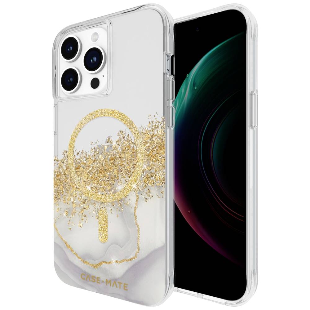 CASEMATE Karat Marble MagSafe Backcover Apple iPhone 15 Pro Max Transparant, Goud, Glittereffect