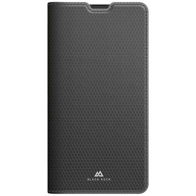 Zwarte telefoonhoes met klein driehoekig patroon, merklogo 'Black Rock' onderaan.