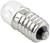 Metalen gloeilamp met schroeffitting, E10-formaat, transparante glazen behuizing. Geschikt voor zaklantaarns of modelbouw.