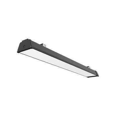 Lange, rechthoekige LED-paneel in het zwart, geschikt voor plafondmontage. Verlichtingsoplossing voor binnenruimtes.