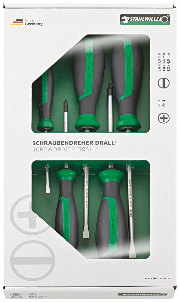 Stahlwille 4687 Schroevendraaierset Werkplaats 5-delig Kruiskop Phillips, Plat
