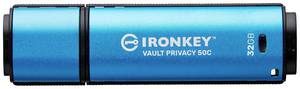 Conrad Kingston IronKey Vault Privacy 50 Series USB-stick 32 GB Blauw IKVP50C/32GB USB-C aanbieding