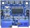 Blauw elektronisch module met verschillende weerstanden, transistoren en condensatoren, gebruikt in elektronische schakelingen.