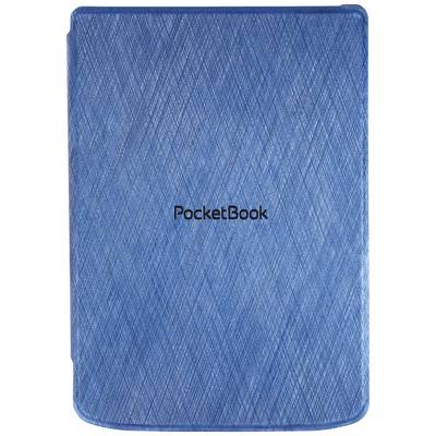 Boekomslag van blauwe stof met het opschrift 'PocketBook' in het midden.
