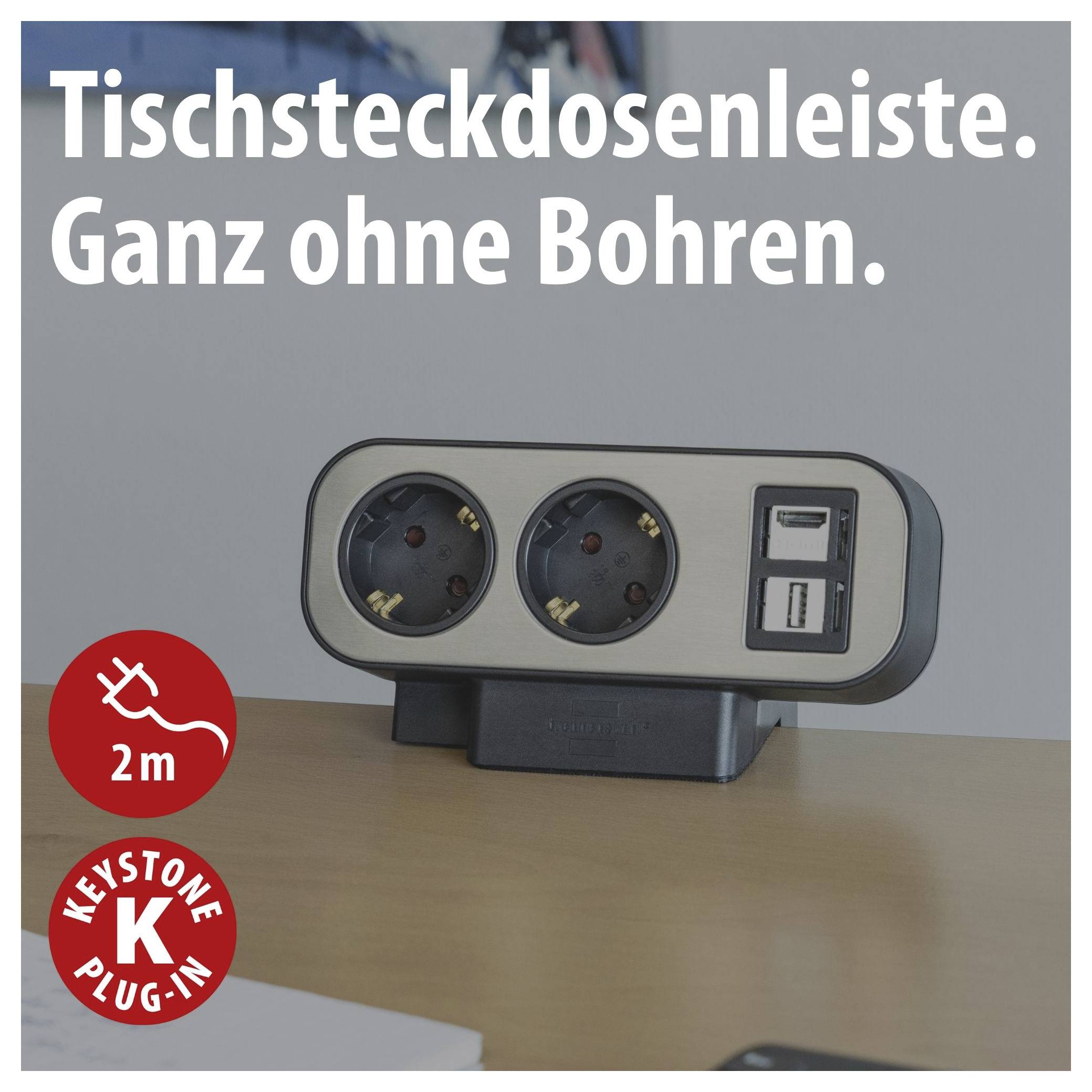Brennenstuhl 1153580100 Bureaustekkerdoos Zilver, Zwart Randaarde stekker-1