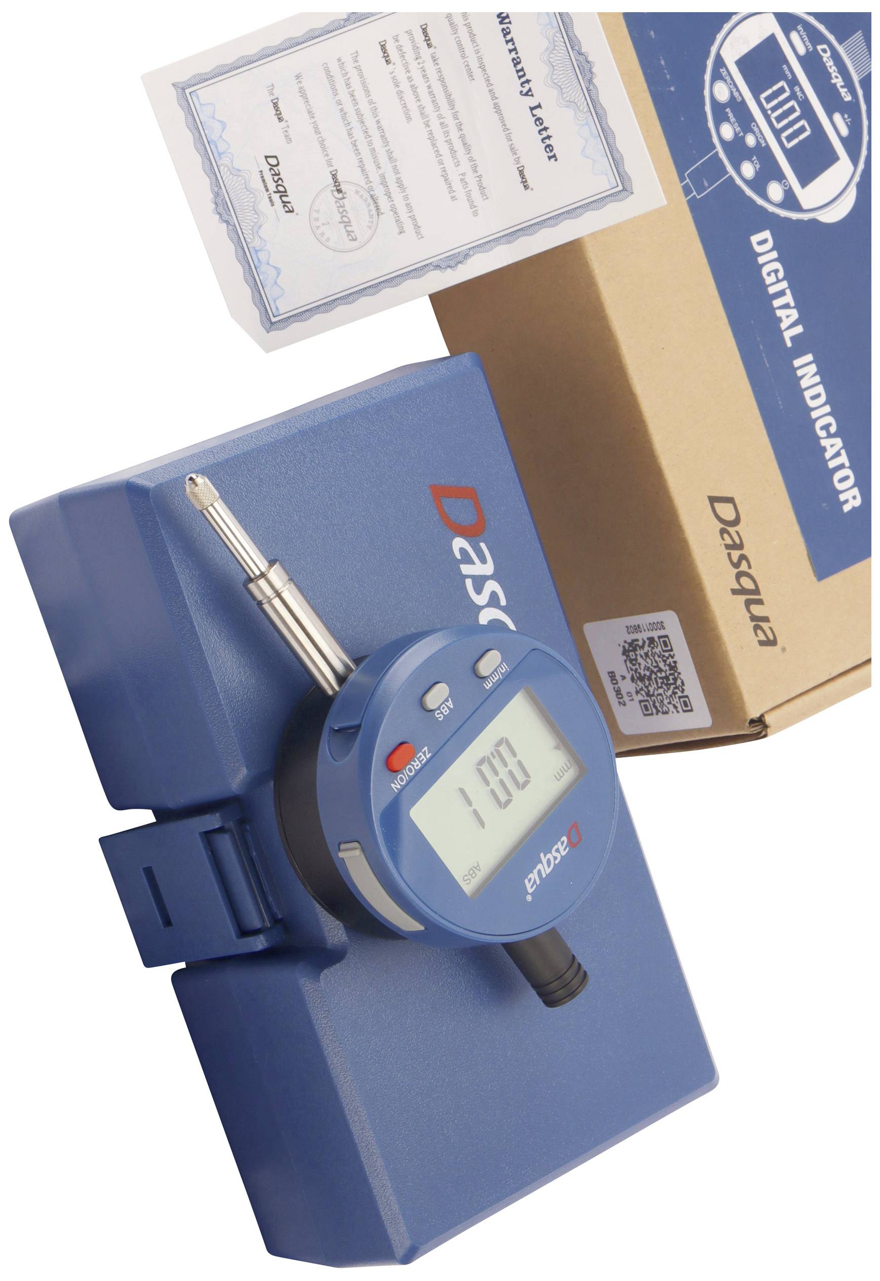 'Digitale weergave' van Dasqua met certificaat en verpakking. Toont meetwaarde 1.00.