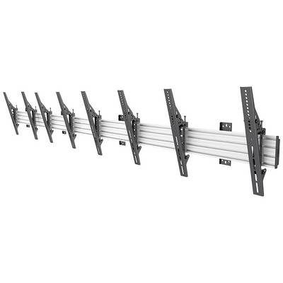 Een metalen steunconstructie met meerdere beugels, vermoedelijk voor montagedoeleinden. Rechthoekige beugels zijn op gelijkmatige afstanden aan een langwerpige metalen ligger bevestigd.