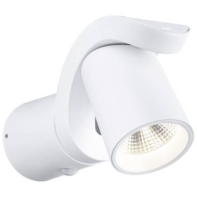Witte LED-wandlamp met modern design en verstelbare kop voor flexibele lichtgeleiding in binnenruimtes.