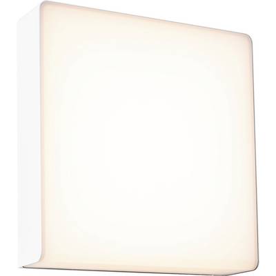 Een vierkante, witte wandlamp met zachte verlichting die gelijkmatig wordt verspreid. Ideaal voor moderne interieurs.