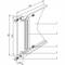 Technische tekening van een bevestigingshoek met afmetingen: hoogte 106 mm, breedte 150 mm, diepte 18,3 mm en details van schroefverbindingen.