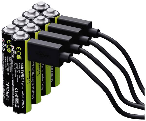 Verico LoopEnergy USB-C Oplaadbare batterij (USB-C) Li-ion 600 mAh 1.5 V 8 stuk(s)