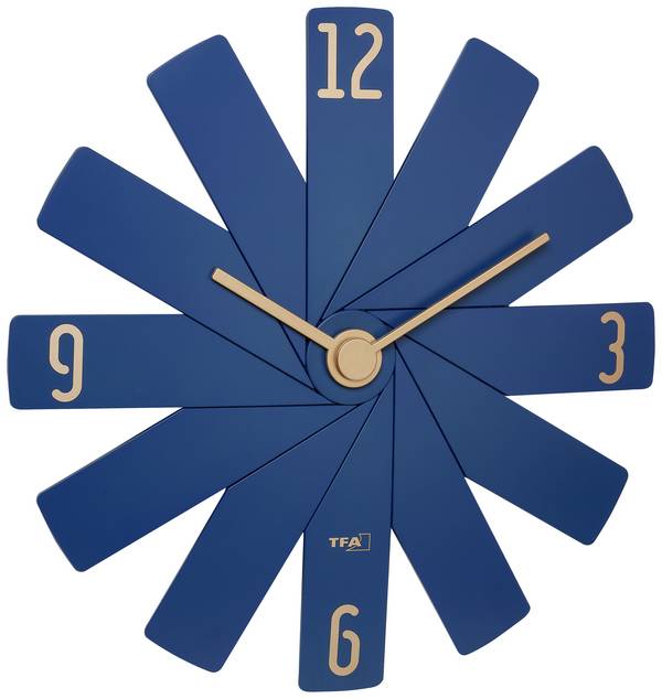 TFA Dostmann 60.3020.06 Wandklok Kwarts 40 cm x 3.7 cm x 40 cm  Blauw, Middernachtsblauw Slepend uurwerk (geluidsloos)