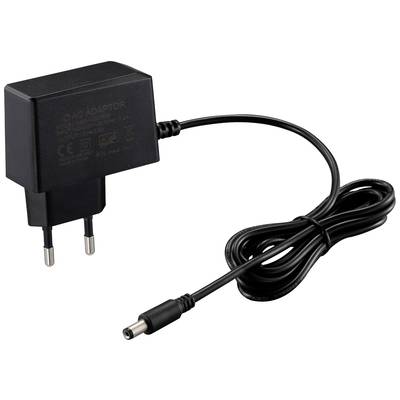 Een zwarte oplader met EU-stekker en een lang snoer. Hij wordt gebruikt voor het opladen van elektronische apparaten.