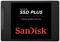 SanDisk SSD PLUS Solid State Drive, zwarte harde schijf met rode en witte tekst.