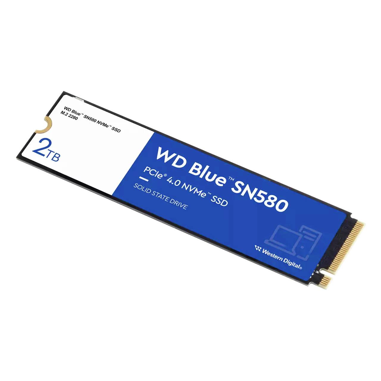 SSD-opslagapparaat met 2 TB, Western Digital WD Blue SN580, PCIe 4.0 NVMe.