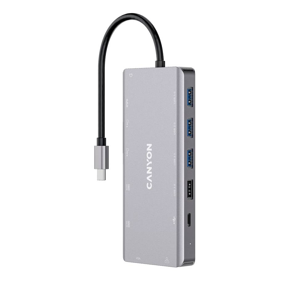 Canyon DS-12 USB-C® (USB 3.2 Gen 2) multiport hub Grijs