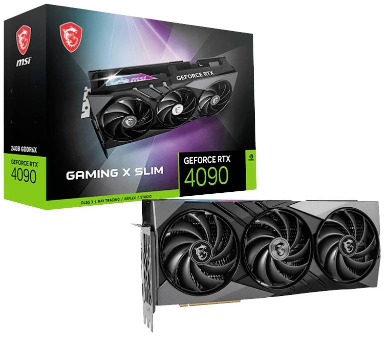 MSI Nvidia GeForce RTX 4090 Videokaart GAMING X SLIM 24G 24 GB GDDR6X-RAM PCIe x16 DisplayPort, HDMI NVIDIA G-Sync , Vul-1