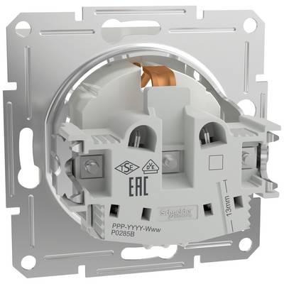 Achterkant van een lichtschakelaar met een zilveren metalen omlijsting en witte kunststof onderdelen, waarbij meerdere aansluitingen zichtbaar zijn.
