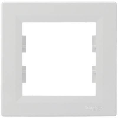 Witte kunststof afdekraam met rechthoekige opening, geschikt voor schakelaar- of stopcontactmontage.