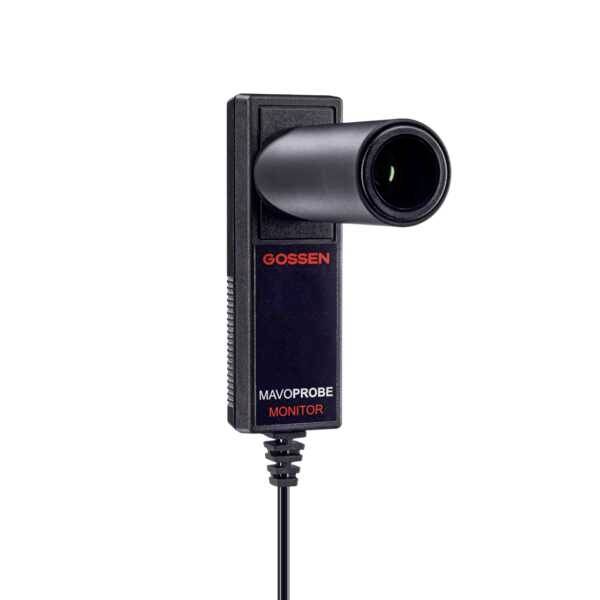 Een Mavoprobe-lichtmeetapparaat voor het monitoren van schermen. Klein, compact met één kabel voor aansluiting.
