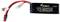 Zwarte LiPo-accu met een wit etiket, capaciteit 3000mAh, spanning 7,4V, rode en zwarte kabels met steekverbinder.