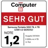 Tijdschrift 'Computer Bild' geeft een 1,2 en oordeel 'Zeer Goed' aan Samsung Portable SSD T9, 4 TB (USB 3.2 GEN2X2); Editie 03/2024.