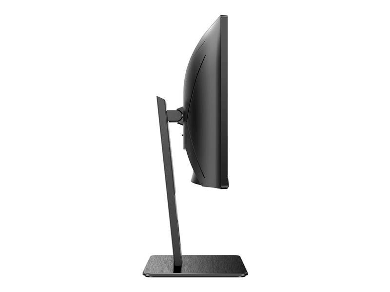 Een computermonitor van opzij, die het slanke, moderne design en de verstelbare standaard laat zien.