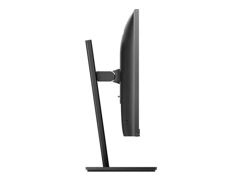 Een dunne computerscherm gezien van opzij, toont het minimalistische ontwerp van de standaard en de behuizing.