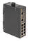 Industriële Ethernet-switch met acht poorten, robuuste metalen behuizing, geschikt voor gebruik in veeleisende omgevingen.