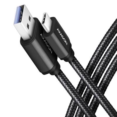 AXAGON USB-kabel USB 3.2 Gen1 USB-C stekker, USB-A stekker 10 cm Zwart Vergulde steekcontacten BUCM3-AM10AB