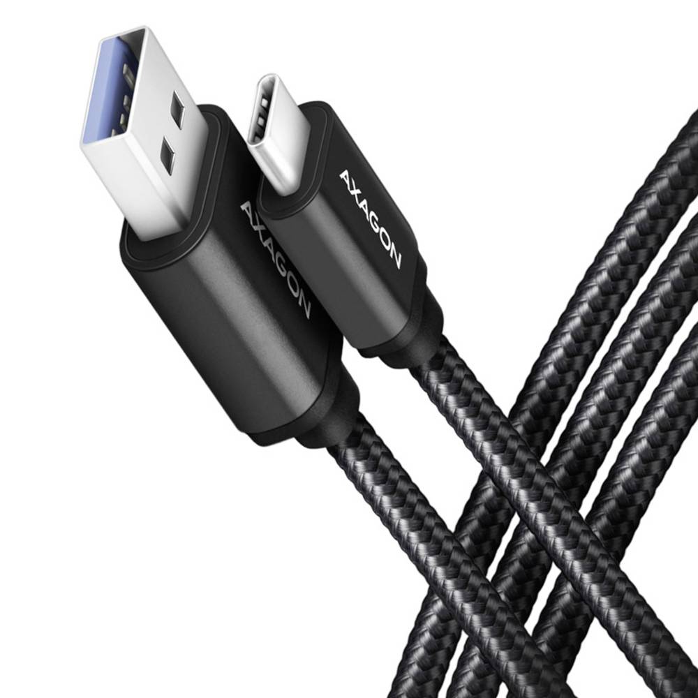 AXAGON BUCM3-AM10AB cable USB-C <-> USB-A, 1m, USB 3.2 Gen 1, 3A, ALU, braid, Black *USBAM *USBCM