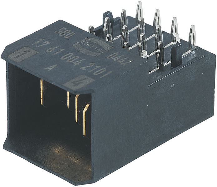 Elektrische stekker met meerdere metalen pinnen.