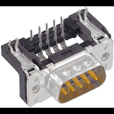 Een D-Sub-connector met negen pinnen, vaak gebruikt in elektronische apparaten voor seriële interfaces.