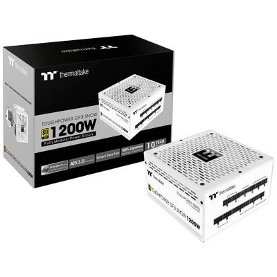 Thermaltake voeding "Toughpower GF3 1200W Snow", 80 Plus Gold gecertificeerd. Volledig modulaire kabels, ATX 3.0, 100% Japanse condensatoren.