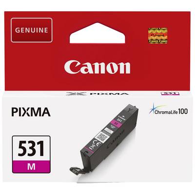 'Inktpatroon Canon PIXMA 531 M in originele verpakking met ChromaLife100 logo, geschikt voor Canon printers.'