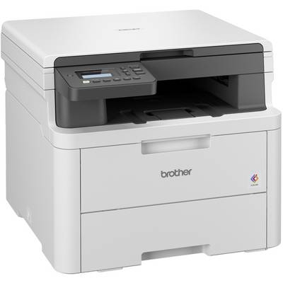 Een witte multifunctionele printer met bedieningspaneel bovenaan, merk 'Brother', geschikt voor printen, scannen en kopiëren.