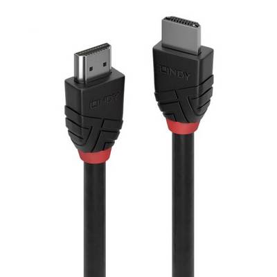 Twee zwarte HDMI-kabels met rode details, naast elkaar staand voor een witte achtergrond.
