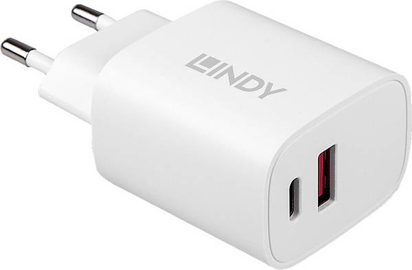 LINDY 20W USB Typ A & C Charger USB-oplader 20 W 1x USB-A, 1x USB-C Wit Binnen